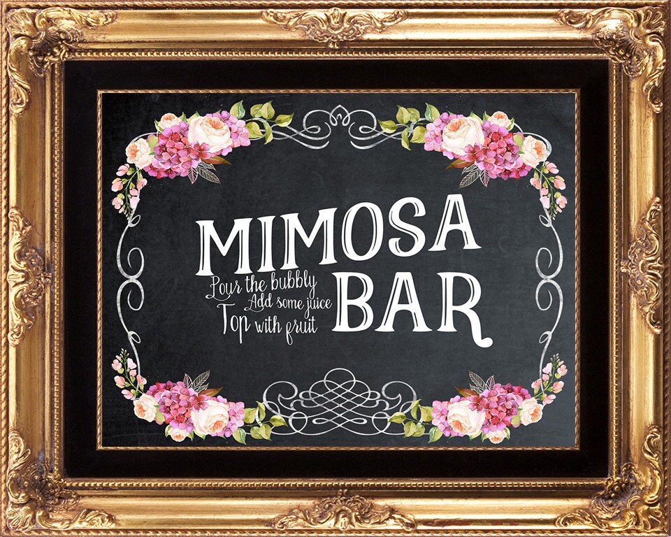 печатная mimosa бар знак, свадебный знак mimosa бар, mimosa бар ...