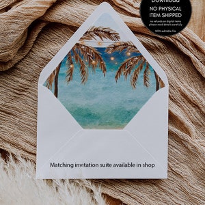 Editable beach wedding invitation set, beach wedding invitation template set, tropical wedding invitation printables, you edit, Templett image 2