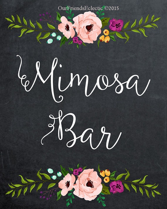 Mimosa Bar Sign, Fairy Lights Chalkboard
