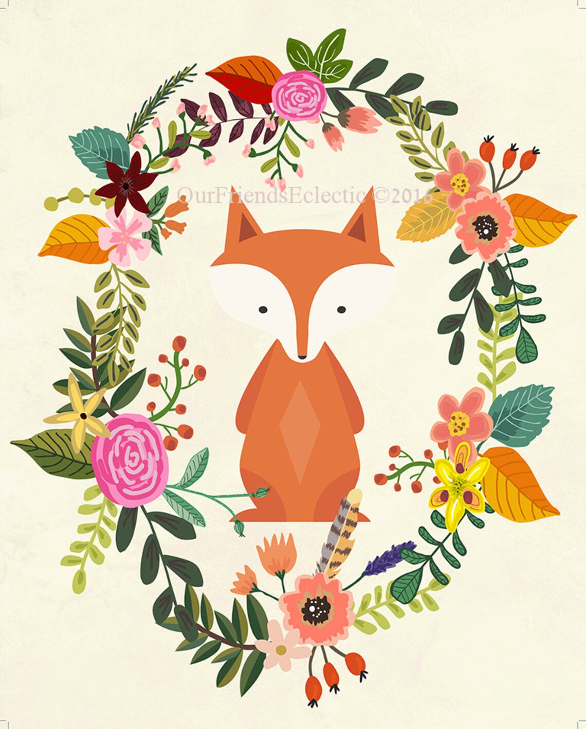 Nursery Printable Printable Wall Art Fox Printable Nursery Etsy