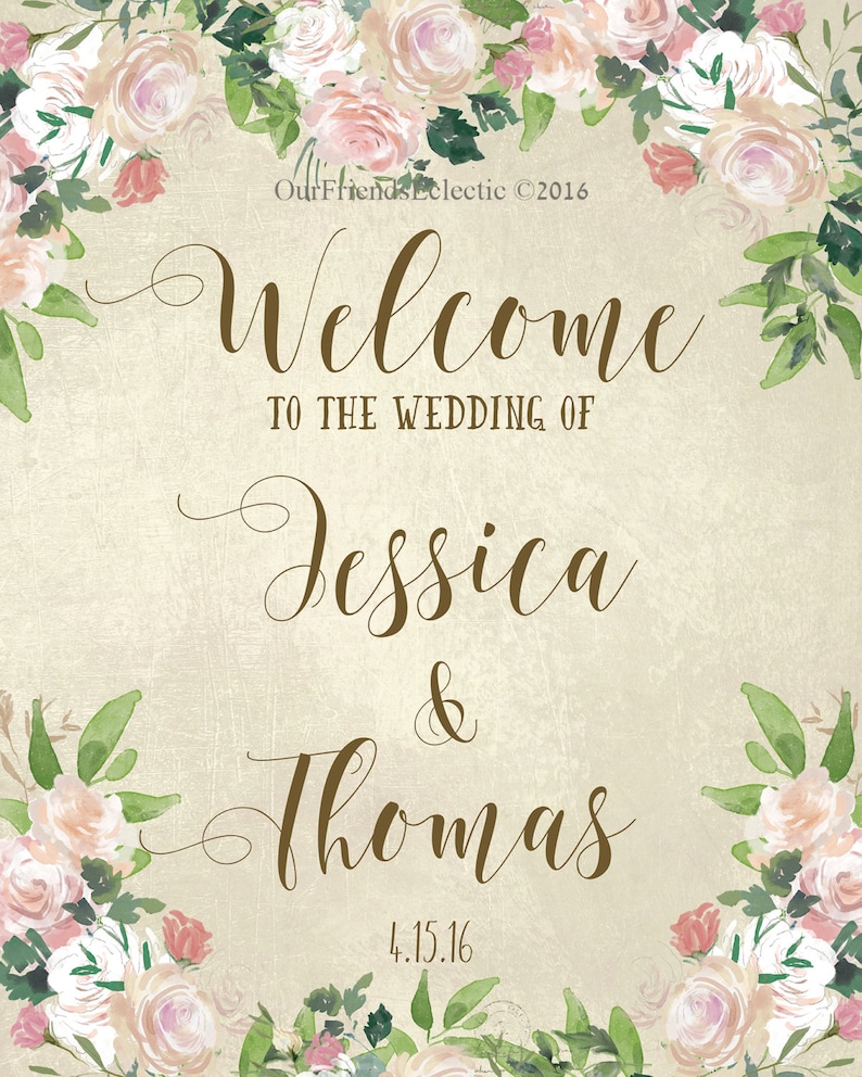 Vintage rose wedding sign welcome wedding sign wedding | Etsy
