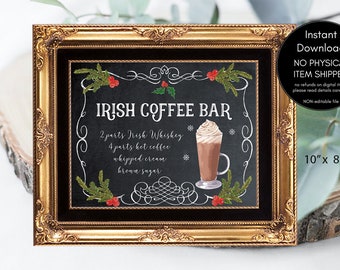 Irish Coffee sign, christmas wedding sign, holiday wedding sign, chalkboard wedding sign, printable wedding sign, 10x8, you print