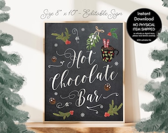 Hot Chocolate Chalkboard Bar Sign, winter wedding digital download, 8 x 10