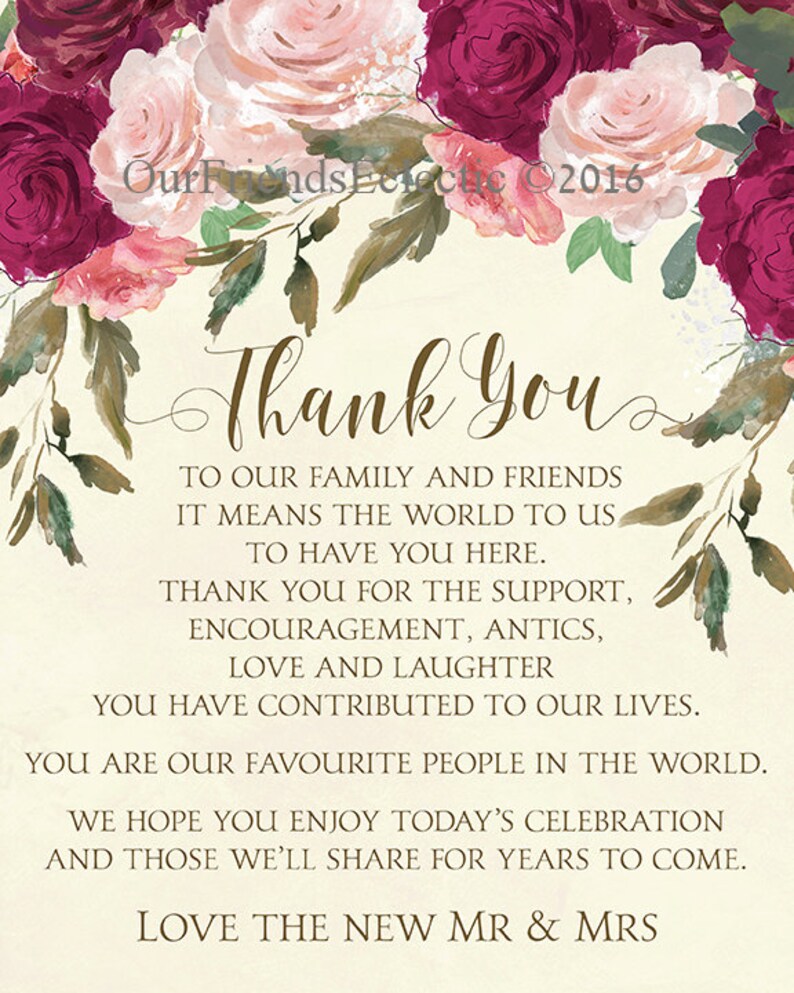 Thank you sign printable thank you sign wedding thank you | Etsy