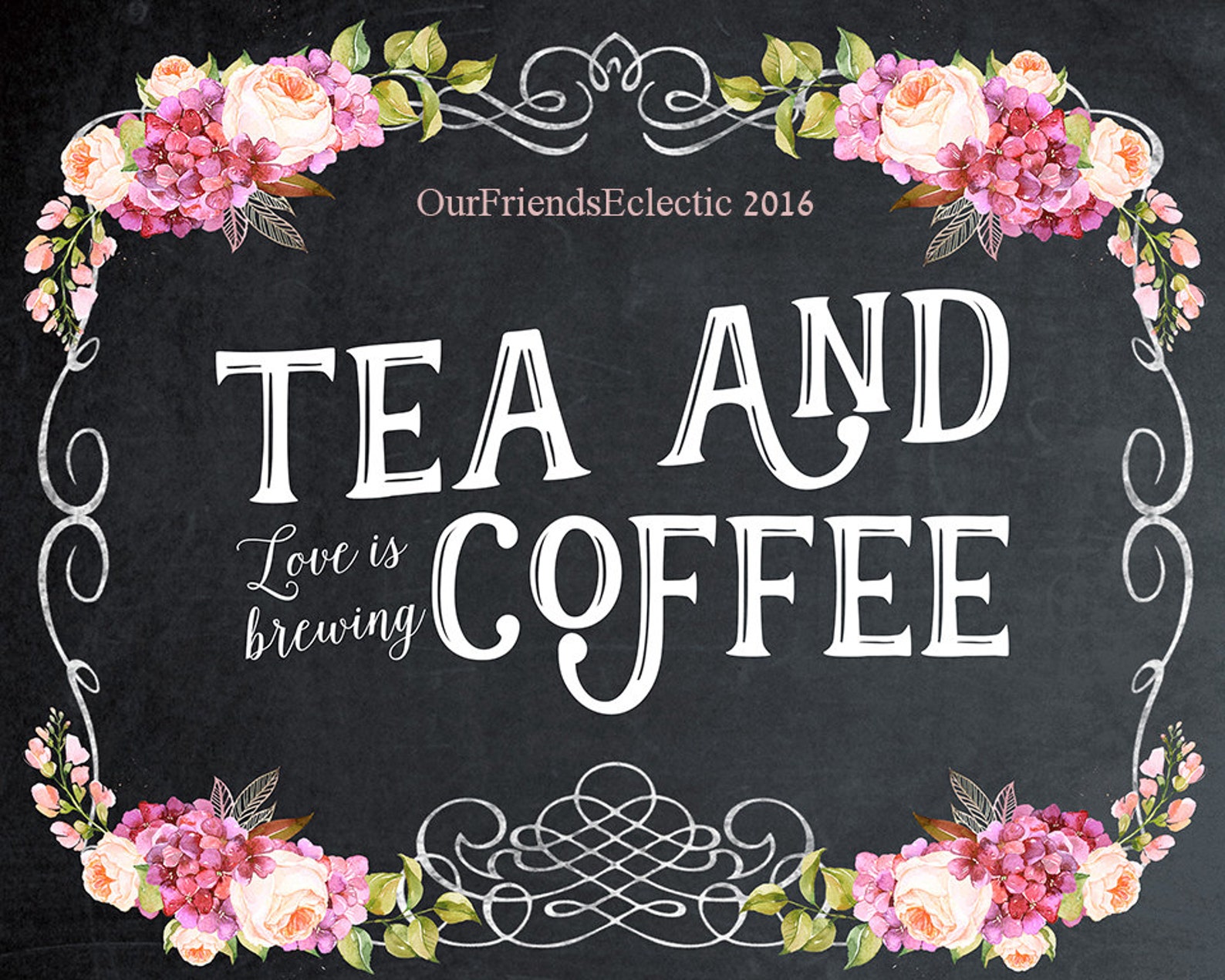 Printable Tea and Coffee Sign Wedding Tea Coffee Sign Tea | Etsy
