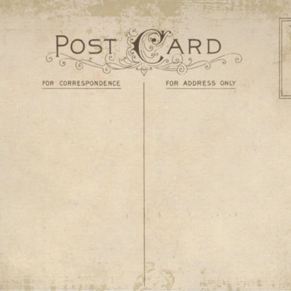 Vintage postcard, digital postcard, printable blank postcard, you print, plain postcard, 5x7
