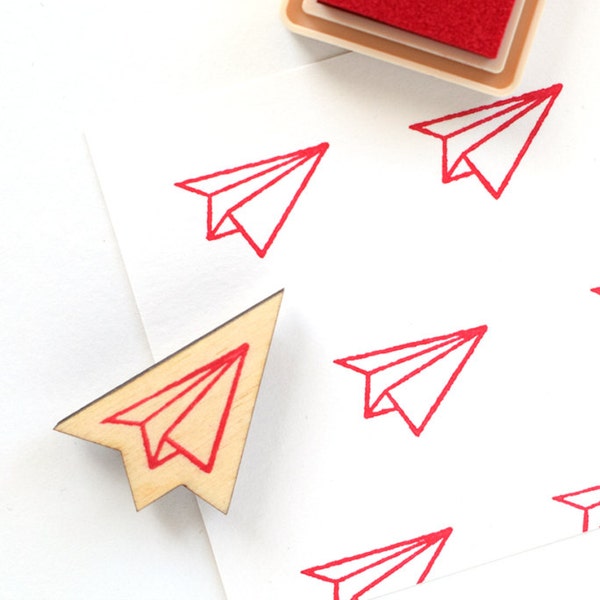 Origami stamp, paper plane stamp, mini stamp, origami craft, origami stationary, diy, travel stamp, rubber stamps, studio maas