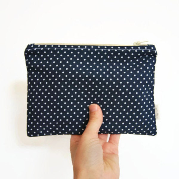blue zipper pouch, make-up bag, little bag, pencil pouch, organizer bag