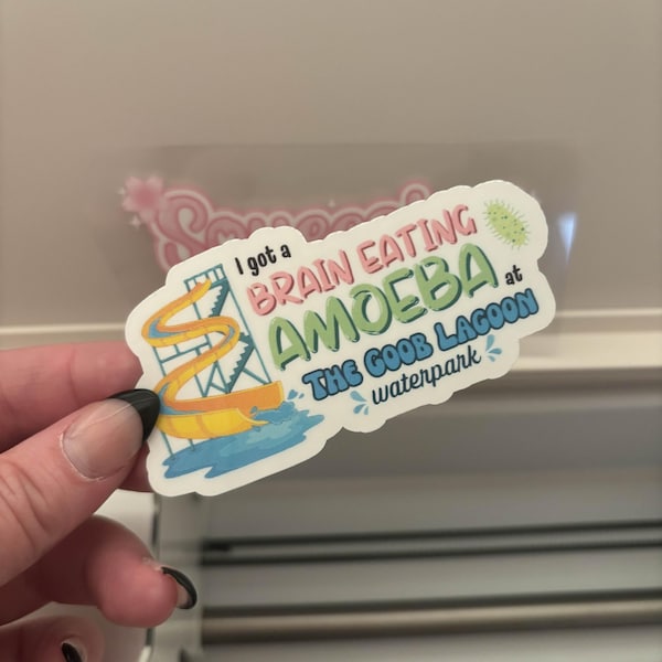 I Got A Brain Eating Amoeba at The Goob Lagoon Waterpark Sticker | Meme sticker | Funny stickers | Funny Sticker | Caseoh | Sketch |