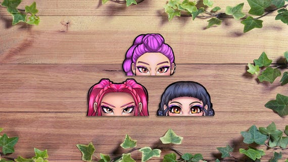 KPOP Demon Hunter Girls Fan art Peeker Stickers | kpopDH inspired stickers | demon tiger | kpop boys  | kpop stickers | kpop demon boy |
