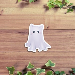 Pegatina de gato fantasma lindo / películas de miedo / pegatina de gato / gato lindo / gato espeluznante / pegatinas de gato fantasma / pegatinas de gato divertidas