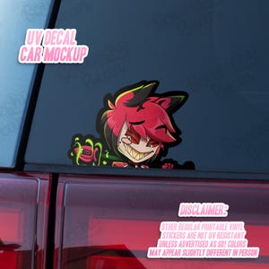 Radio Demon Fan art Peeker Sticker | Hells Hotel inspired stickers | Alastor Inspired | Lucifer | Charlie | Devil  | weatherproof
