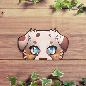 Cute Australian Shepherd Peeker Sticker | Red Tri | Black Tri | Red Merle | Blue Merle | Puppy Peeker | Mini Aussie | Aussie Peeker |