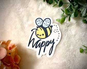 Adesivo Bee Happy / Vinile resistente alle intemperie, stile kawaii carino