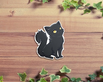 Linda pegatina de gato negro esponjoso / pegatinas lindas / pegatina de gato / gato lindo / pegatinas de gato negro / pegatinas de meme de gato lindo / pegatinas de gato divertido