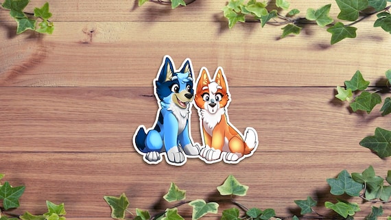 Pegatina inspirada en Bluey y Bingo / Pegatinas para perros / Bluey / Bingo  / Perro lindo / Fan art / Blue Heeler / Red Heeler / Australian Cattle Dog  / -  España