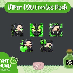 Viper Twitch Discord Emote Pack | Valorant Inspired Emotes | Digital Download | Cute emotes | Viper Emote | Riot | Valorant Agent Emotes