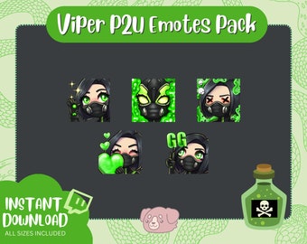 Viper Twitch Discord Emote Pack | Valorant Inspired Emotes | Digital Download | Cute emotes | Viper Emote | Riot | Valorant Agent Emotes