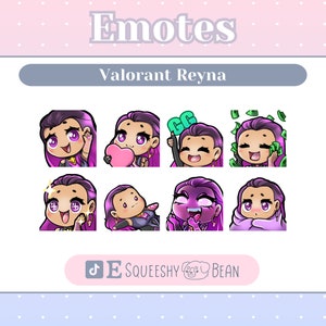 Valorant Reyna Inspired Twitch Emotes | Digital Download | Cute emotes | Reyna Emotes | Jett | Sage | Viper | P2U | Killjoy | Fade | Omen |