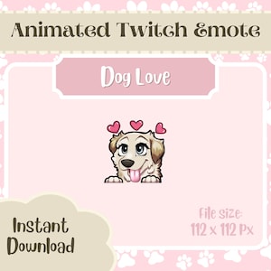 Emote Discord animée Dog Love Twitch | Labrador | Téléchargement numérique | Émoticônes mignons | Émoticône chien | Golden retriever | Emote animée | Chiot