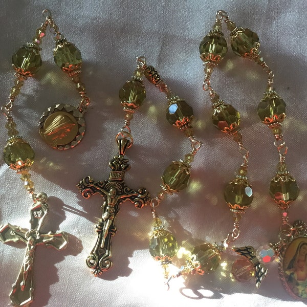 Brilliant One Decade Catholic Rosary Tenner beads & 3 Hail Mary Gift set