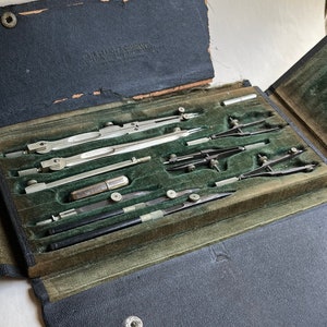 Antique German Drafting Compass Tool Set by BK Elliot Company