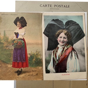 Antique Elcässerin Alsacienne French Traditional Folk Dress Carte Postale PostCard