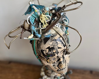 The Consumer Found Object Mannequin Head Mixed Media Assemblage