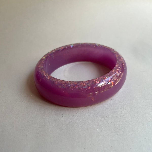 Iridescent Purple Embedded Resin Bangle Bracelet Statement Inspired Jewelry