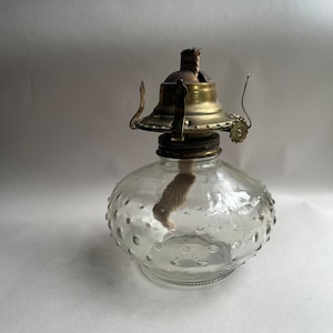 Vintage Lamplight Farms Glass Oil Lamp with Hobnail Pattern Base