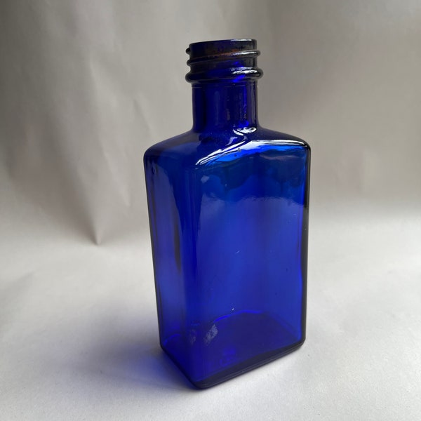 Antique Cobalt Blue Tonic Prescription Medicine Bottle, Antique Cologne Bottle, Toilet Water Bottle