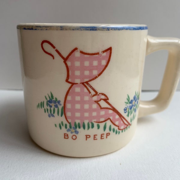 Bo Peep Child’s Cup by MidWest China co Elmhurst Illinois Antique Nursery Rhyme Mug