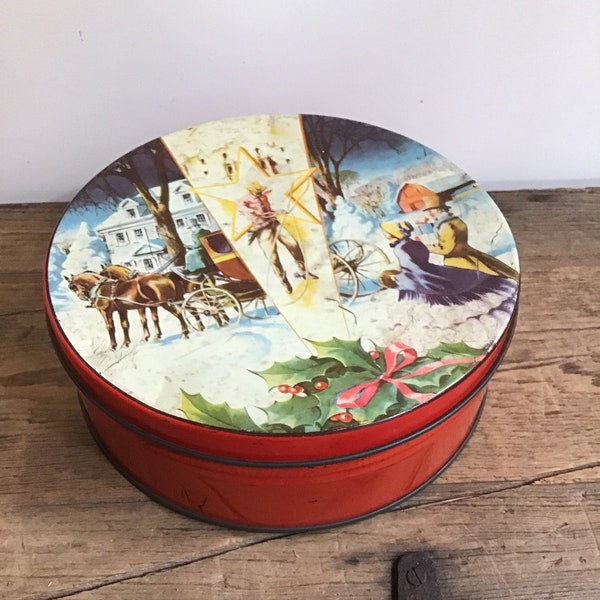 Vintage Corsicana Texas Collin Street Bakery Fruitcake Tin Storage Container Texas Christmas Decor