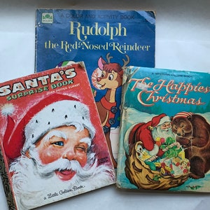 Vintage Christmas Children’s Books By Whitman and Golden Book