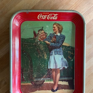 Vintage Coca Cola Girls by Roadster Tray by American Art Works Ohio circa 1940s