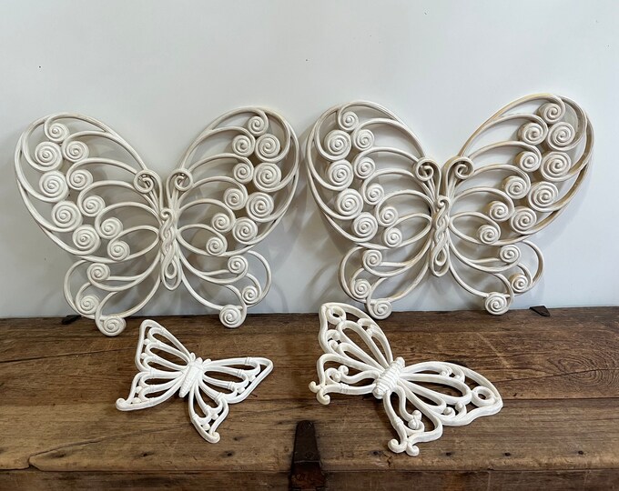 Vintage Faux Wicker Butterfly Wall Hanging Set by Burwood - Etsy