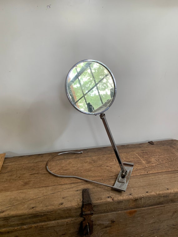 Vintage Round Adjustable Barbers Mirror With Hook Hang Mount Etsy