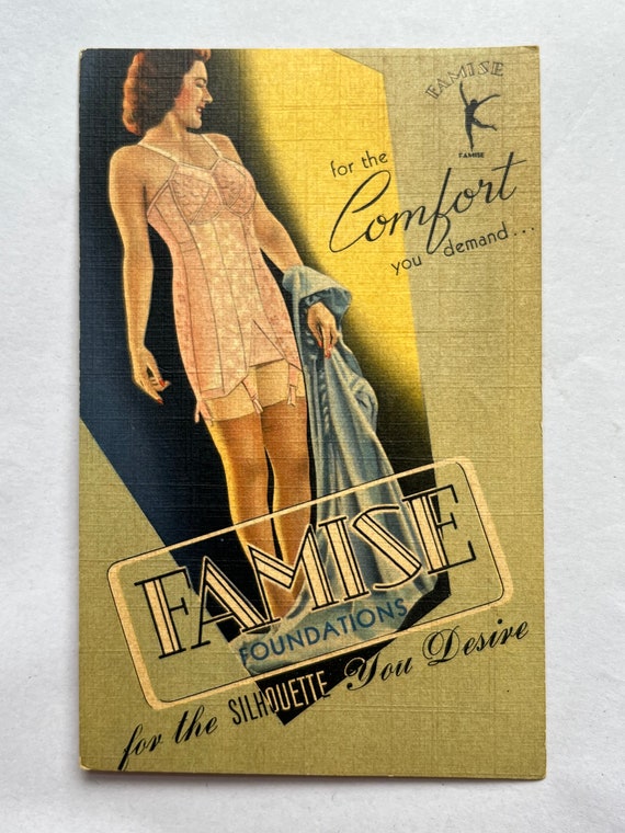 Vintage 1940s Famise Undergarment Ad Linen Postcard - Etsy