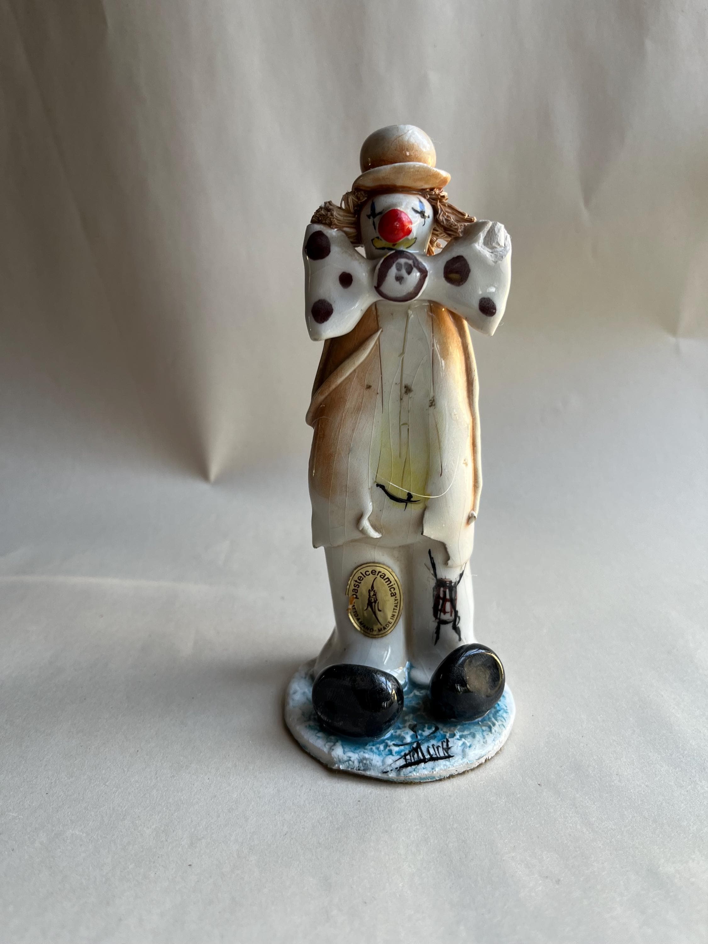 他の方発送×イタリア製【STUDIO CELLINI】 Bronze Clown Vintage Italian Pastel Ceramica Fatto Amano Clown Statue - Etsy