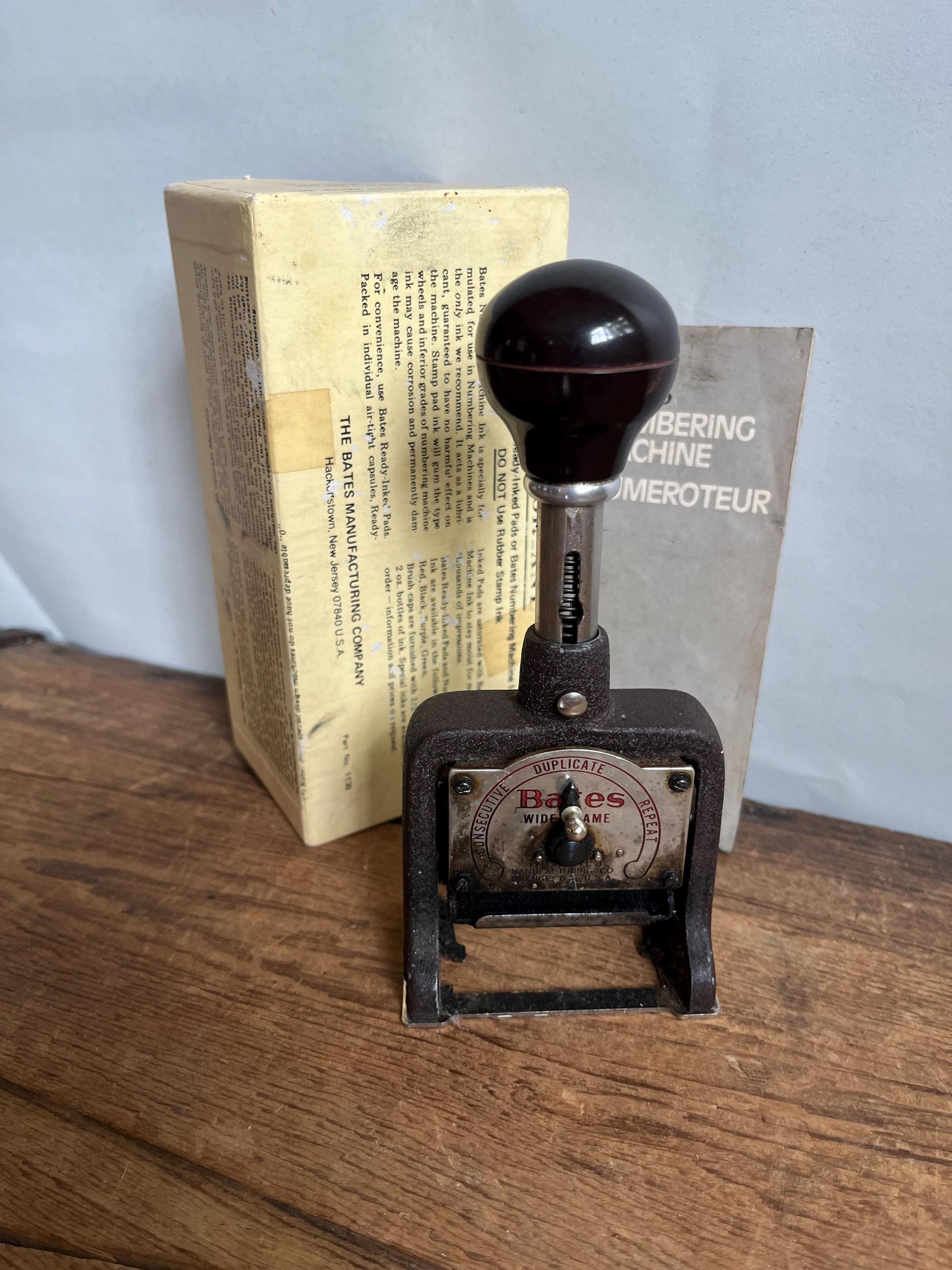 Vintage Number Stamper, Bates Wide Frame Numbering Machine Serial