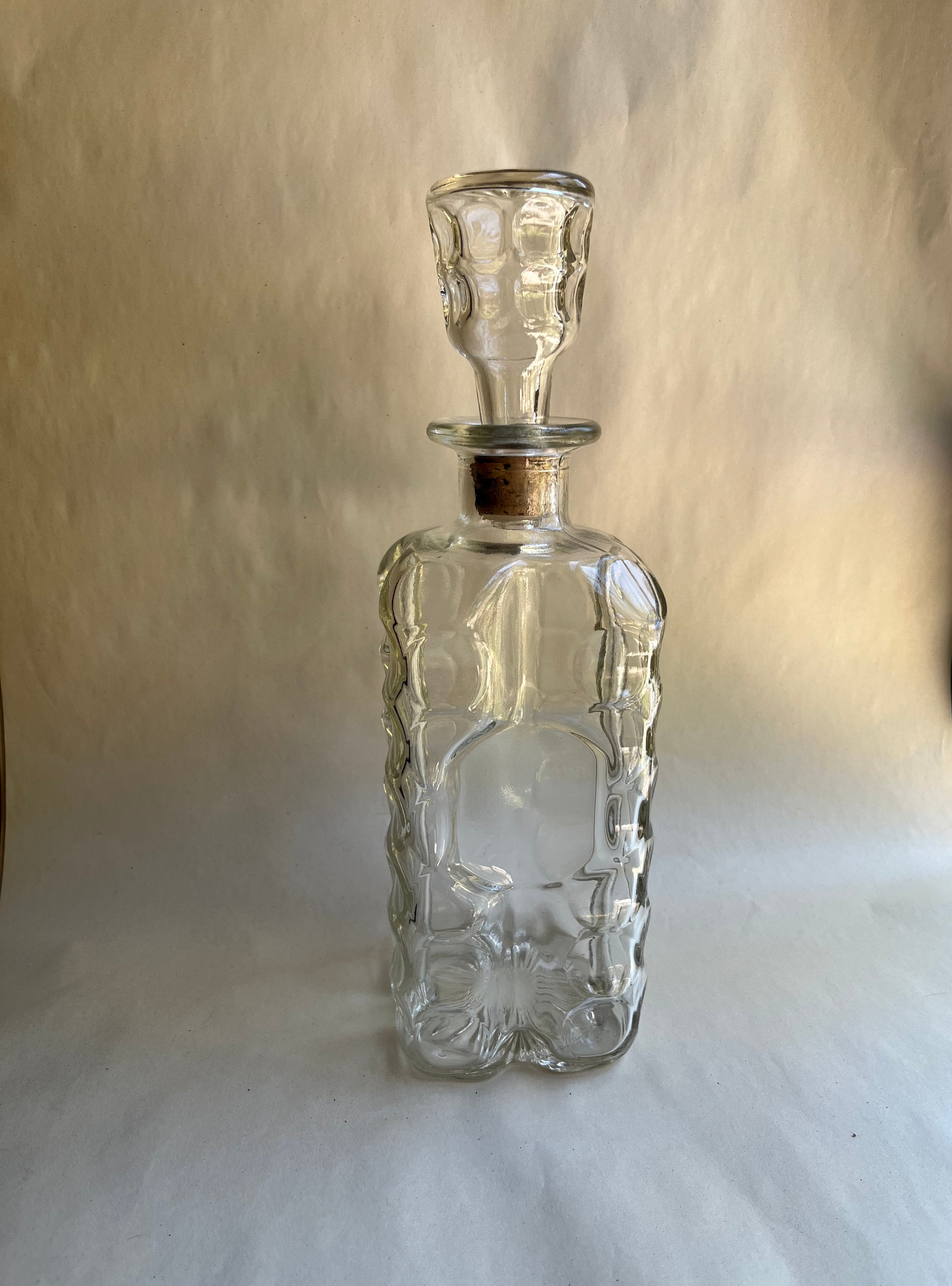 Italian Pressed Glass Figural Liquor Bottle Victorian Lady Decanter Bottle  AS IS 