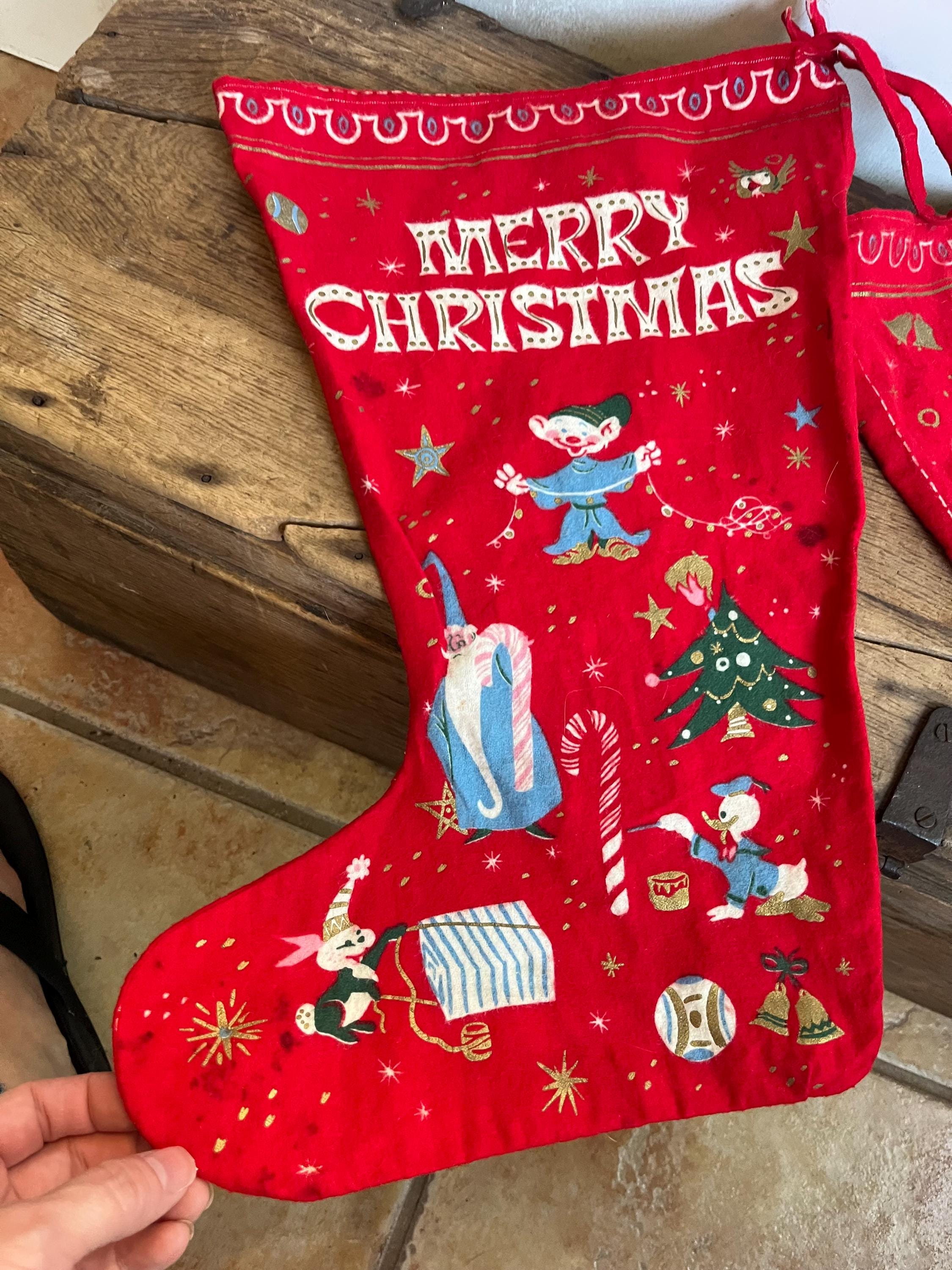 Vintage 1960s Walt Disney Christmas Stocking Mickey Mouse, Alice
