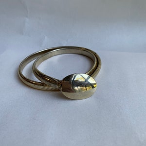 Vintage Gold Tone Metal Fashion Belt with Stretch