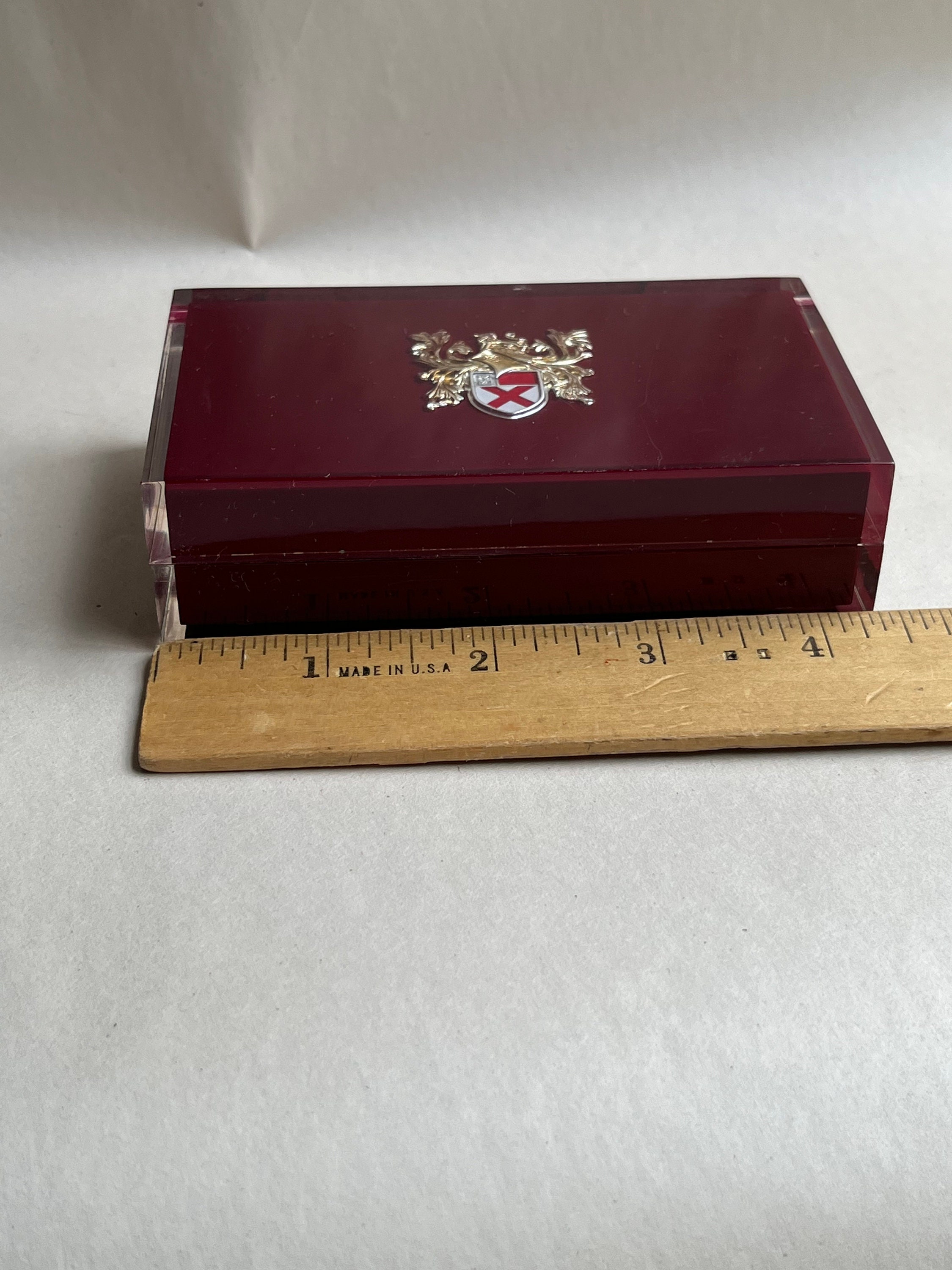 Vintage Lady Elgin Burgundy Lucite Watch Case, Jewelry Gift 
