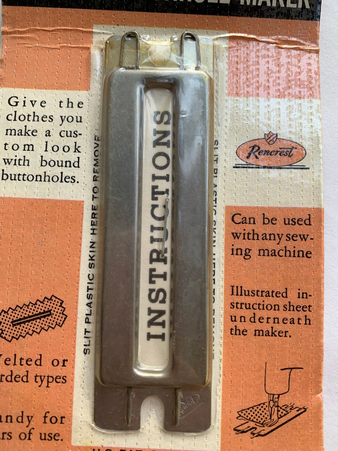 Vintage Rencrest Bound Buttonhole Maker to Be Used With Sewing Etsy