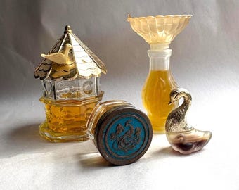 Vintage Avon Cologne Bird Inspired Glass Perfume Bottle Selection, Vanity Perfume Bottles