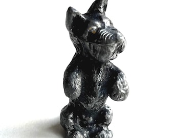Vintage Hubley Black Scottish Terrier Cast Iron Paperweight Painted Miniature Scotty Dog