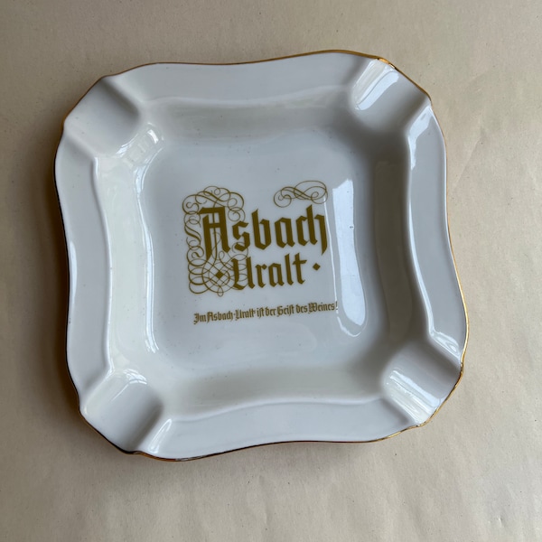 Vintage German Asbach Uralt Ashtray by Heinrich Porcelain, Brandy Advertising