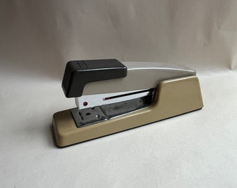 Vintage Bostitch Standard Paper Stapler Model No. B400, Tan and Brown Office Supply Stapler