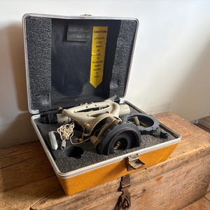 Vintage Craftsman Surveying Transit Level Instrument with Original Yellow Case & Plumb Bob
